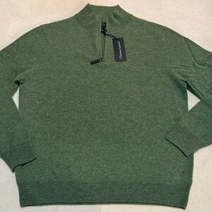 Christian Lacroix 100% Cashmere Quarter Zip Green Sweater L NWT